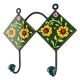 Forest Green Floral Ceramic Tile Hook